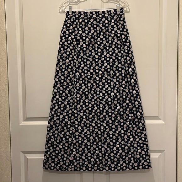 Givenchy Vintage Maxi Skirt in Navy and White Paisley Print - Picture 1 of 9